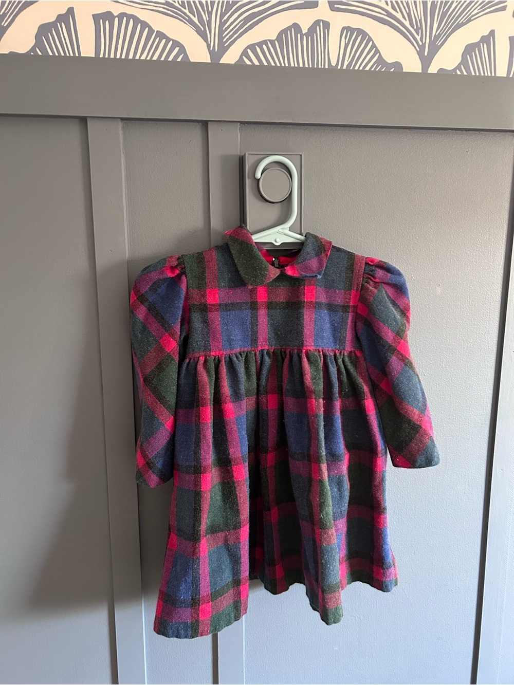 Plaid Peter Pan Collar Dress in Red, Green & Blue - Picture 6 of 7